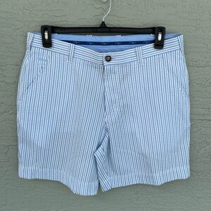 TrueFlies Gasparilla Seersucker Shorts Blue Striped Sz 36